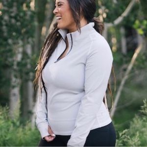 Zyia 3/4 Zip Pull Over Long Sleeve Shirt Gray Stripes Women’s Size Large